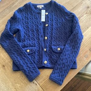 J Crew Odette cable-knit sweater lady jacket